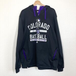 Colorado Rockies Hoodie Mens Large Black MLB Baseball Authentic Collection